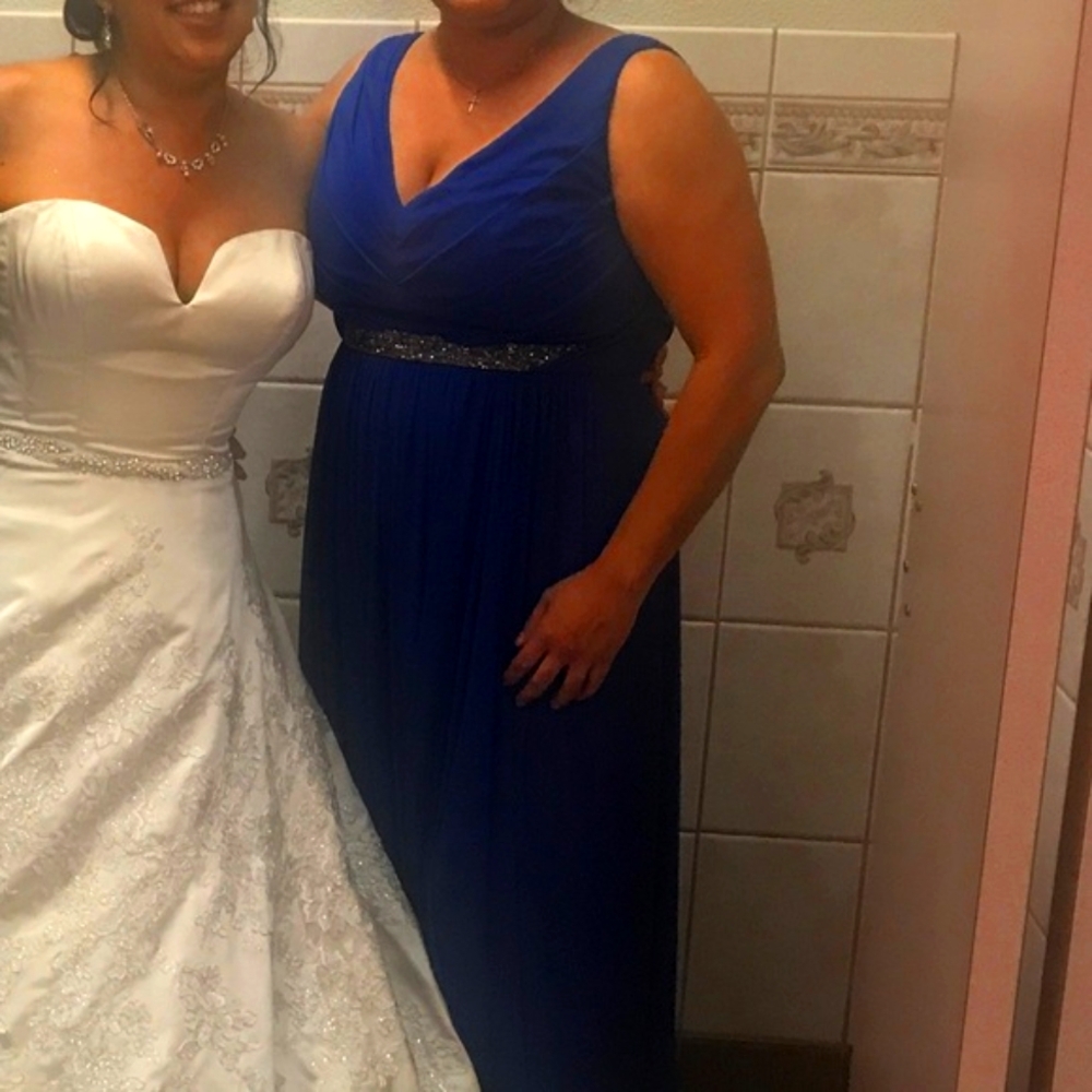 David Bridal Bridesmaid Dress Horizon (color) dress with glitter belt